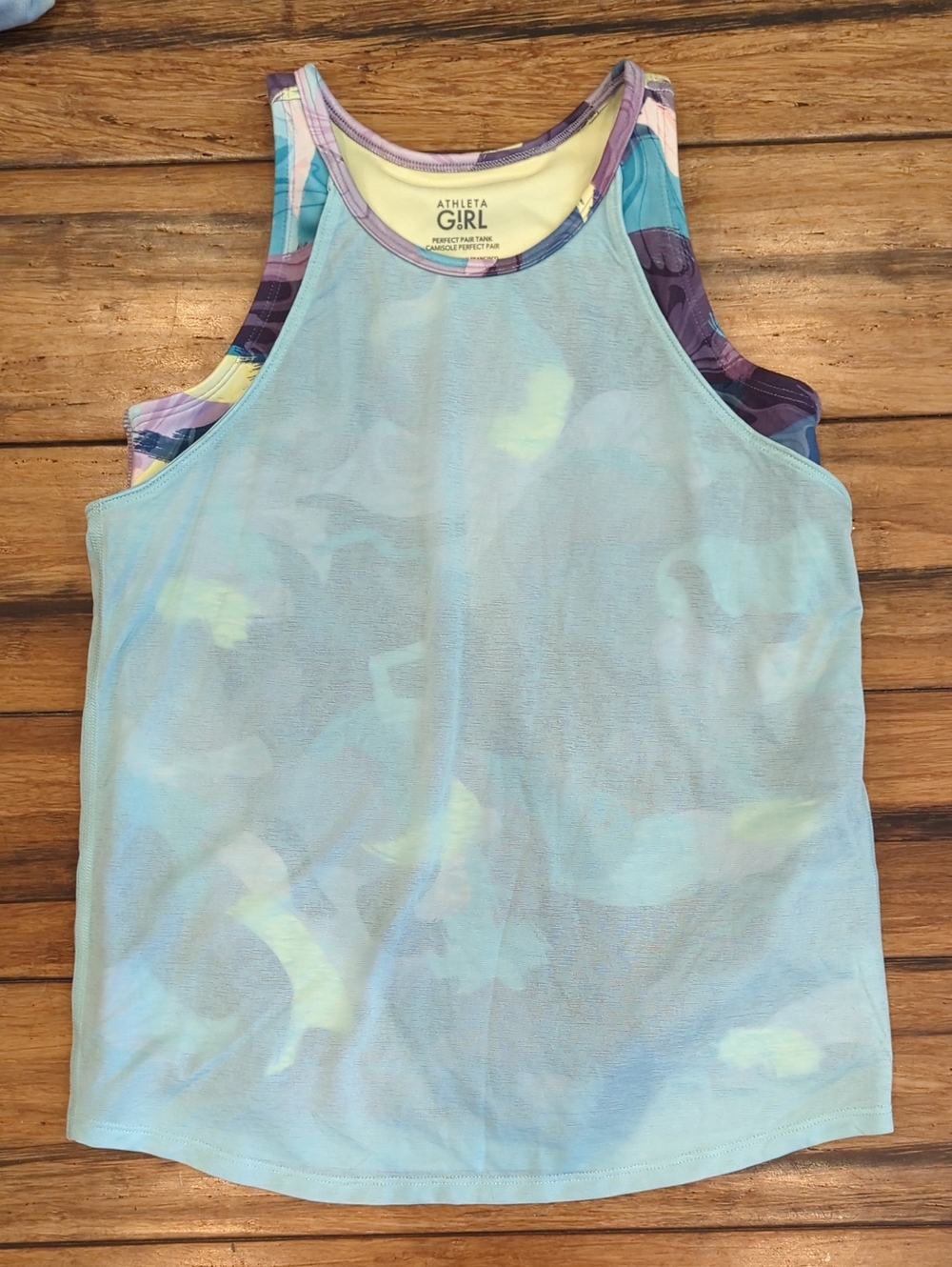 Athleta Girl Pastel Blue Layered Workout Tank